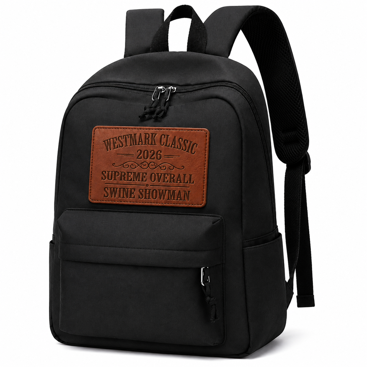 BACKPACK WITH CUSTOM LEATHER PATCH