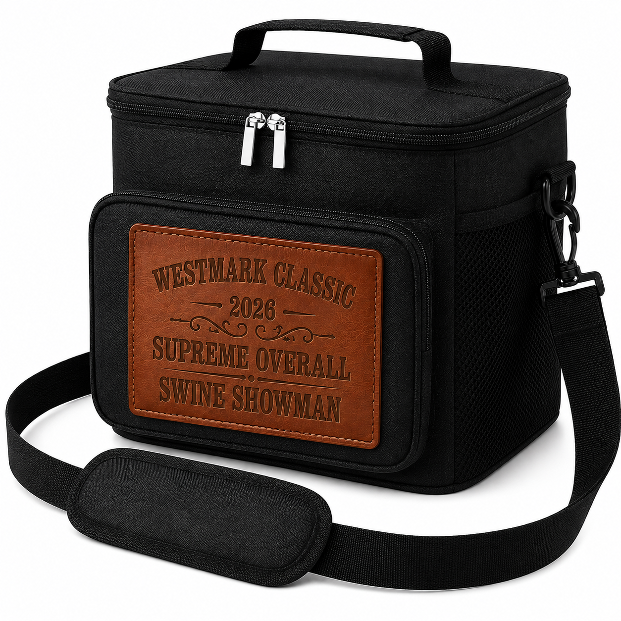COOLER/LUNCH BOX WITH CUSTOM LEATHER PATCH