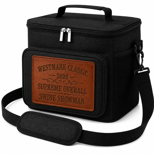 COOLER/LUNCH BOX WITH CUSTOM LEATHER PATCH